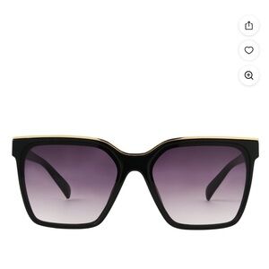 Foster Grant Square Fashion Sunglasses Black and Gold Womens